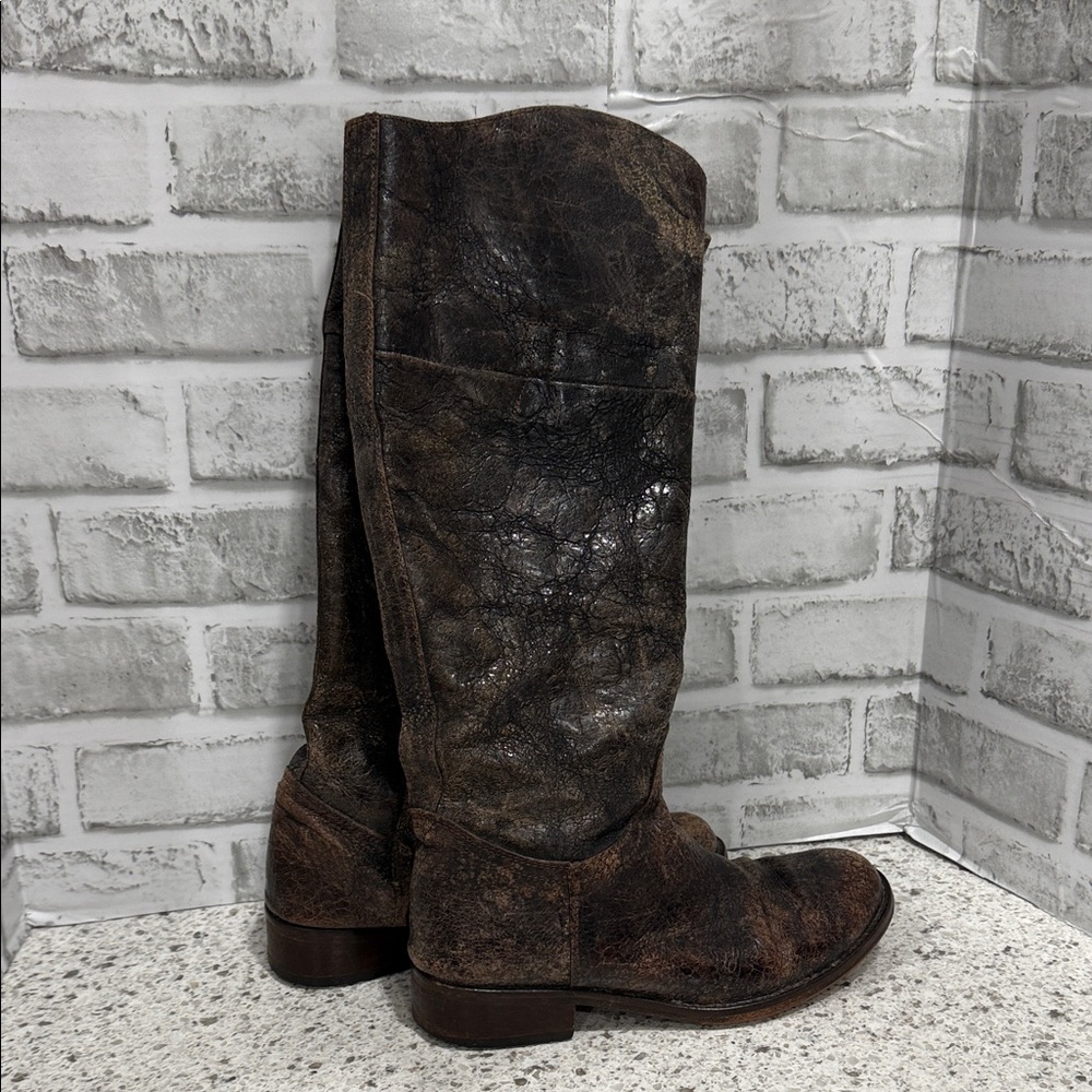 Steven By Steve Madden “Reins” Dark Brown Leather Distressed Boots